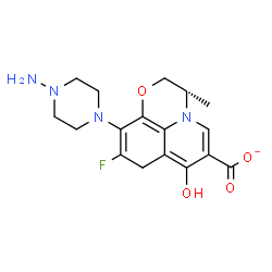 ChemSpider 2D Image | (3S)-10-(4-Amino-1-piperazinyl)-9-fluoro-7-hydroxy-3-methyl-2,3-dihydro-8H-[1,4]oxazino[2,3,4-ij]quinoline-6-carboxylate | C17H20FN4O4