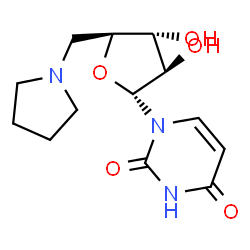 ChemSpider 2D Image | 1-(5-Deoxy-5-Pyrrolidin-1-Yl-Alpha-L-Arabinofuranosyl)pyrimidine-2,4(1h,3h)-Dione | C13H19N3O5
