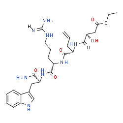 ChemSpider 2D Image | N~2~-[(2S)-2-{[(2R)-4-Ethoxy-2-hydroxy-4-oxobutanoyl]amino}-4-pentenoyl]-L-arginyl-L-tryptophanamide | C28H40N8O7