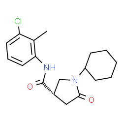 ChemSpider 2D Image | (3S)-N-(3-Chloro-2-methylphenyl)-1-cyclohexyl-5-oxo-3-pyrrolidinecarboxamide | C18H23ClN2O2