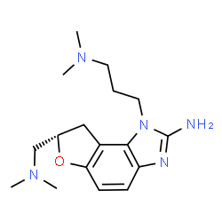 ChemSpider 2D Image | (7S)-7-[(Dimethylamino)methyl]-1-[3-(dimethylamino)propyl]-7,8-dihydro-1H-furo[3,2-e]benzimidazol-2-amine | C17H27N5O