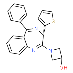 ChemSpider 2D Image | 1-[(3S)-5-Phenyl-3-(2-thienyl)-3H-1,4-benzodiazepin-2-yl]-3-azetidinol | C22H19N3OS