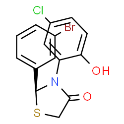 ChemSpider 2D Image | (2S)-2-(3-Bromophenyl)-3-(5-chloro-2-hydroxyphenyl)-1,3-thiazolidin-4-one | C15H11BrClNO2S