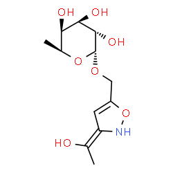 ChemSpider 2D Image | [(3E)-3-(1-hydroxyethylidene)-2,3-dihydroisoxazol-5-yl]methyl 6-deoxy-alpha-L-galactopyranoside | C12H19NO7