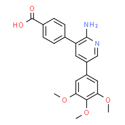 ChemSpider 2D Image | 4-[2-Amino-5-(3,4,5-trimethoxyphenyl)-3-pyridinyl]benzoic acid | C21H20N2O5