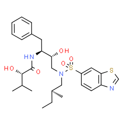 ChemSpider 2D Image | (2s)-N-[(1s,2r)-3-{(1,3-Benzothiazol-6-Ylsulfonyl)[(2s)-2-Methylbutyl]amino}-1-Benzyl-2-Hydroxypropyl]-2-Hydroxy-3-Methylbutanamide | C27H37N3O5S2