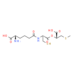 ChemSpider 2D Image | N~6~-{(2R)-1-[(1R)-1-Carboxy-2-(methylsulfanyl)ethoxy]-1-oxo-3-sulfanyl-2-propanyl}-6-oxo-L-lysine | C13H22N2O7S2