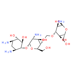 ChemSpider 2D Image | (2s,3r,4r,5s,6r)-3-Amino-4-({[(2s,3r,4r,5s,6r)-3-Amino-2-{[(1r,2r,3s,4r,6s)-4,6-Diamino-2,3-Dihydroxycyclohexyl]oxy}-5-Hydroxy-6-(Hydroxymethyl)tetrahydro-2h-Pyran-4-Yl]oxy}methoxy)-6-(Hydroxymethyl)tetrahydro-2h-Pyran-2,5-Diol | C19H38N4O12