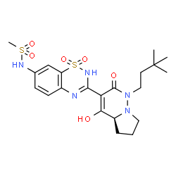 ChemSpider 2D Image | N-{3-[(4aS)-1-(3,3-Dimethylbutyl)-4-hydroxy-2-oxo-1,2,4a,5,6,7-hexahydropyrrolo[1,2-b]pyridazin-3-yl]-1,1-dioxido-2H-1,2,4-benzothiadiazin-7-yl}methanesulfonamide | C21H29N5O6S2