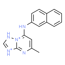 ChemSpider 2D Image | 5-Methyl-7-(2-naphthylamino)-1H-[1,2,4]triazolo[1,5-a]pyrimidine-3,8-diium | C16H15N5