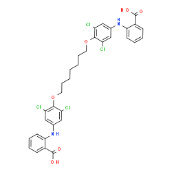 ChemSpider 2D Image | 2,2'-{1,7-Heptanediylbis[oxy(3,5-dichloro-4,1-phenylene)imino]}dibenzoic acid | C33H30Cl4N2O6