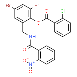 ChemSpider 2D Image | 2,4-Dibromo-6-{[(2-nitrobenzoyl)amino]methyl}phenyl 2-chlorobenzoate | C21H13Br2ClN2O5