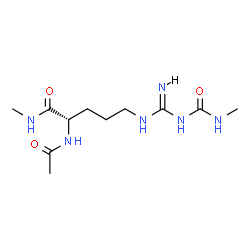 ChemSpider 2D Image | N~2~-Acetyl-N-methyl-N~5~-[N-(methylcarbamoyl)carbamimidoyl]-L-ornithinamide | C11H22N6O3