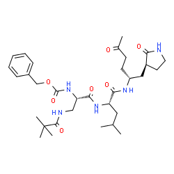 ChemSpider 2D Image | N-[(Benzyloxy)carbonyl]-3-[(2,2-dimethylpropanoyl)amino]-L-alanyl-N-{(2R)-5-oxo-1-[(3S)-2-oxo-3-pyrrolidinyl]-2-hexanyl}-L-leucinamide | C32H49N5O7