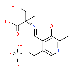 ChemSpider 2D Image | (E)-N-({3-Hydroxy-2-methyl-5-[(phosphonooxy)methyl]-4-pyridinyl}methylene)-2-methyl-L-serine | C12H17N2O8P