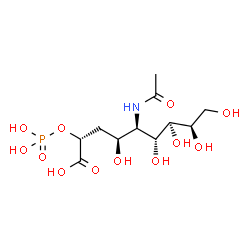ChemSpider 2D Image | 5-(Acetylamino)-3,5-Dideoxy-2-O-Phosphono-D-Erythro-L-Manno-Nononic Acid | C11H22NO12P
