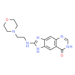 ChemSpider 2D Image | 2-{[2-(4-Morpholinyl)ethyl]amino}-1,7-dihydro-8H-imidazo[4,5-g]quinazolin-8-one | C15H18N6O2