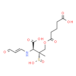 ChemSpider 2D Image | (3R)-4-[(4-Carboxybutanoyl)oxy]-N-[(1E)-3-oxo-1-propen-1-yl]-3-sulfino-D-valine | C13H19NO9S