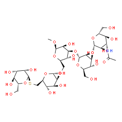 ChemSpider 2D Image | Methyl 2-acetamido-2-deoxy-beta-D-glucopyranosyl-(1->2)-alpha-D-mannopyranosyl-(1->3)-[alpha-D-mannopyranosyl-(1->6)-6-thio-alpha-D-mannopyranosyl-(1->6)]-beta-D-mannopyranoside | C33H57NO25S