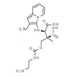 ChemSpider 2D Image | (3R)-4-{[(2-Aminoethyl)carbamoyl]oxy}-N-(2-formyl-3-indolizinyl)-3-sulfino-D-valine | C17H22N4O7S