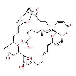 ChemSpider 2D Image | (6R,7E)-6-Methyl-8-[(1S,4Z,6Z,8E,10R,12R,14R,16S,17E,20R,21R,22S,24R,25S,26S,27E,31E,34S,36S,40R)-22,25,26-trihydroxy-21,40-dimethyl-3-oxo-2,11,15,35,39-pentaoxapentacyclo[32.2.2.1~12,16~.1~20,24~.0~1
0,14~]tetraconta-4,6,8,17,27,31,37-heptaen-36-yl]-7-nonenoic acid | C47H66O11
