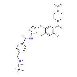 ChemSpider 2D Image | N-[5-({5-[(4-Acetylpiperazin-1-Yl)carbonyl]-4-Methoxy-2-Methylphenyl}sulfanyl)-1,3-Thiazol-2-Yl]-4-({[(1s)-1,2,2-Trimethylpropyl]amino}methyl)benzamide | C32H41N5O4S2
