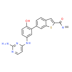 ChemSpider 2D Image | 6-{5-[(2-Amino-4-pyrimidinyl)amino]-2-hydroxyphenyl}-N-methylene-1-benzothiophene-2-carboxamide | C20H15N5O2S