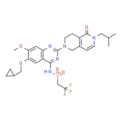 ChemSpider 2D Image | N-[6-(Cyclopropylmethoxy)-2-(6-isobutyl-5-oxo-3,4,5,6-tetrahydro-2,6-naphthyridin-2(1H)-yl)-7-methoxy-4-quinazolinyl]-2,2,2-trifluoroethanesulfonamide | C27H32F3N5O5S