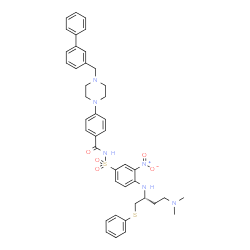 ChemSpider 2D Image | 4-[4-(3-Biphenylylmethyl)-1-piperazinyl]-N-[(4-{[(2R)-4-(dimethylamino)-1-(phenylsulfanyl)-2-butanyl]amino}-3-nitrophenyl)sulfonyl]benzamide | C42H46N6O5S2