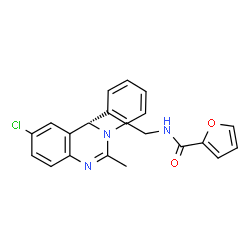 ChemSpider 2D Image | N-{2-[(4S)-6-Chloro-2-methyl-4-phenyl-3(4H)-quinazolinyl]ethyl}-2-furamide | C22H20ClN3O2