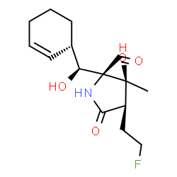 ChemSpider 2D Image | (2R,3S,4R)-2-[(S)-(1S)-2-Cyclohexen-1-yl(hydroxy)methyl]-4-(2-fluoroethyl)-3-hydroxy-3-methyl-5-oxo-2-pyrrolidinecarbaldehyde | C15H22FNO4