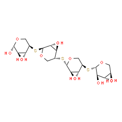 ChemSpider 2D Image | beta-D-Xylopyranosyl-(1->4)-4-thio-beta-D-xylopyranosyl-(1->4)-4-thio-beta-D-xylopyranosyl-(1->4)-4-thio-beta-D-xylopyranose | C20H34O14S3