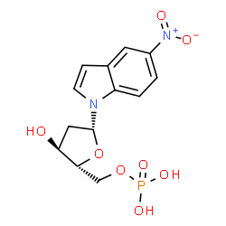 ChemSpider 2D Image | 1-(2-Deoxy-5-O-phosphono-beta-D-erythro-pentofuranosyl)-5-nitro-1H-indole | C13H15N2O8P