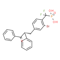 ChemSpider 2D Image | [{2-Bromo-4-[(2R)-3-oxo-2,3-diphenylpropyl]phenyl}(difluoro)methyl]phosphonic acid | C22H18BrF2O4P