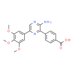 ChemSpider 2D Image | 4-[3-Amino-6-(3,4,5-trimethoxyphenyl)-2-pyrazinyl]benzoic acid | C20H19N3O5