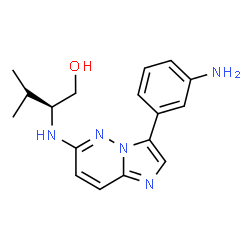 ChemSpider 2D Image | (2S)-2-{[3-(3-Aminophenyl)imidazo[1,2-b]pyridazin-6-yl]amino}-3-methyl-1-butanol | C17H21N5O