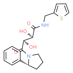 ChemSpider 2D Image | (2R,3R)-2,3-Dihydroxy-4-oxo-4-[(2R)-2-phenyl-1-pyrrolidinyl]-N-(2-thienylmethyl)butanamide | C19H22N2O4S