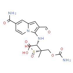 ChemSpider 2D Image | (3R)-N-(7-Carbamoyl-2-formyl-3-indolizinyl)-4-(carbamoyloxy)-3-sulfino-D-valine | C16H18N4O8S