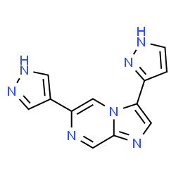 ChemSpider 2D Image | 3-(1H-Pyrazol-3-yl)-6-(1H-pyrazol-4-yl)imidazo[1,2-a]pyrazine | C12H9N7