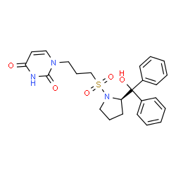 ChemSpider 2D Image | 1-[3-({(2R)-2-[Hydroxy(diphenyl)methyl]-1-pyrrolidinyl}sulfonyl)propyl]-2,4(1H,3H)-pyrimidinedione | C24H27N3O5S