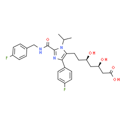 ChemSpider 2D Image | (3R,5R)-7-{2-[(4-Fluorobenzyl)carbamoyl]-4-(4-fluorophenyl)-1-isopropyl-1H-imidazol-5-yl}-3,5-dihydroxyheptanoic acid | C27H31F2N3O5