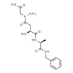 ChemSpider 2D Image | {1-[(3S)-4-{[(2S)-1-(Benzylamino)-1-oxo-2-propanyl]amino}-3-hydroxy-4-oxobutanoyl]hydrazino}acetic acid | C16H22N4O6