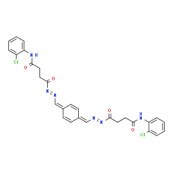 ChemSpider 2D Image | 4,4'-{2,5-Cyclohexadiene-1,4-diylidenebis[(E)methylylidene(E)-2,1-diazenediyl]}bis[N-(2-chlorophenyl)-4-oxobutanamide] | C28H24Cl2N6O4