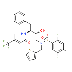 ChemSpider 2D Image | (2e)-N-[(1s,2r)-1-Benzyl-2-Hydroxy-3-{(2-Thienylmethyl)[(2,4,5-Trifluorophenyl)sulfonyl]amino}propyl]-4,4,4-Trifluoro-3-Methylbut-2-Enamide | C26H24F6N2O4S2