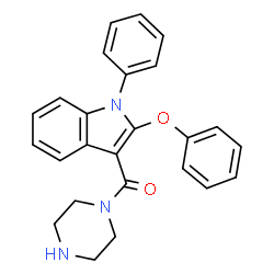 ChemSpider 2D Image | 2-phenoxy-1-phenyl-3-(piperazin-1-ylcarbonyl)-1H-indole | C25H23N3O2