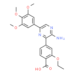 ChemSpider 2D Image | 4-[3-Amino-6-(3,4,5-trimethoxyphenyl)-2-pyrazinyl]-2-ethoxybenzoic acid | C22H23N3O6