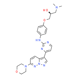 ChemSpider 2D Image | (2S)-1-(dimethylamino)-3-(4-{[4-(6-morpholin-4-ylpyrazolo[1,5-b]pyridazin-3-yl)pyrimidin-2-yl]amino}phenoxy)propan-2-ol | C25H30N8O3