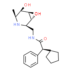 ChemSpider 2D Image | (2S)-2-Cyclopentyl-2-phenyl-N-{[(2R,3R,4R,5R,6S)-3,4,5-trihydroxy-6-methyl-2-piperidinyl]methyl}acetamide | C20H30N2O4