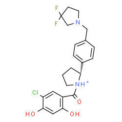 ChemSpider 2D Image | (2R)-1-(5-Chloro-2,4-dihydroxybenzoyl)-2-{4-[(3,3-difluoro-1-pyrrolidinyl)methyl]phenyl}pyrrolidinium | C22H24ClF2N2O3