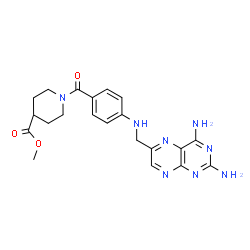ChemSpider 2D Image | Methyl 1-(4-{[(2,4-diamino-6-pteridinyl)methyl]amino}benzoyl)-4-piperidinecarboxylate | C21H24N8O3